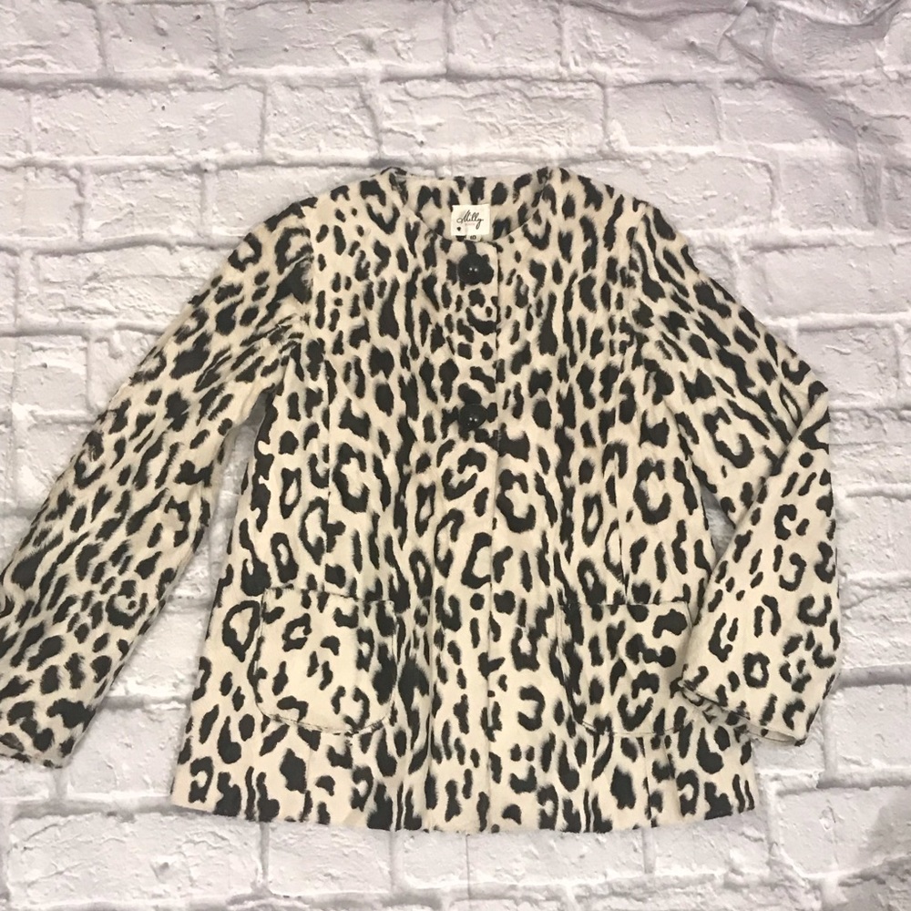 Milly Minis Faux Fur leopard jacket coat sz 10